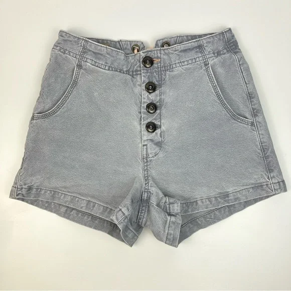 Anthropologie Pilcro Lace Up Back Denim Shorts Women's Size 25 Gray Stretch - Picture 4 of 13